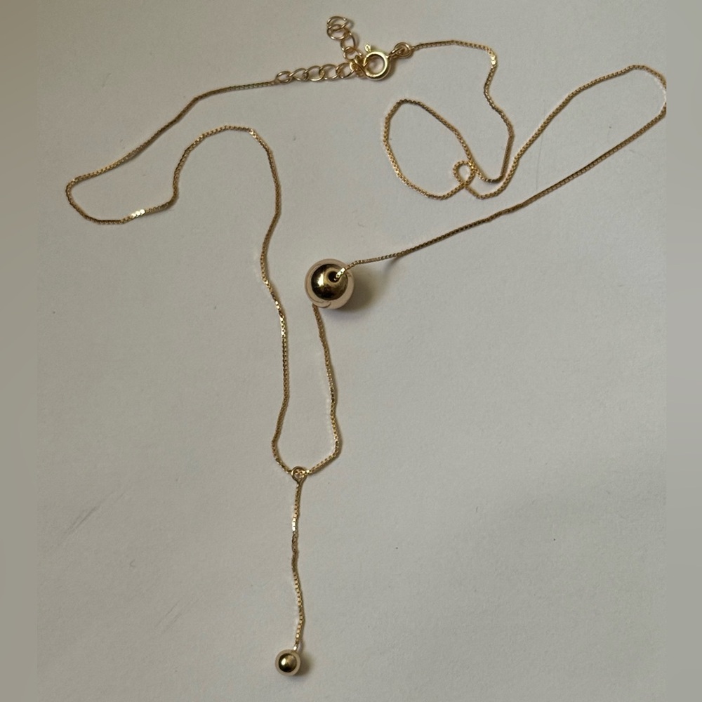 925 Silver bead balls chain necklace 18k yellow gold plated trendy trending